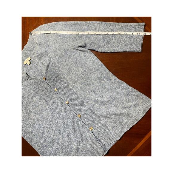 Vintage J Jill Womens Small Cardigan Mother of Pearl Buttons Knit Blue Hong Kong - Picture 9 of 10